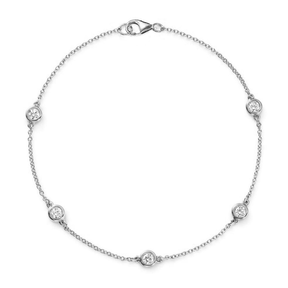 14K White Gold Diamonds By The Yard Bracelet - Small