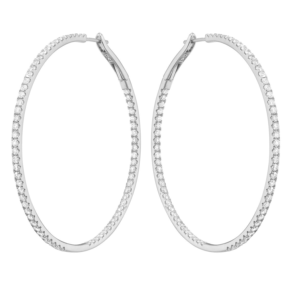 2.0in White Gold Inside and Out Diamond Hoop Earrings