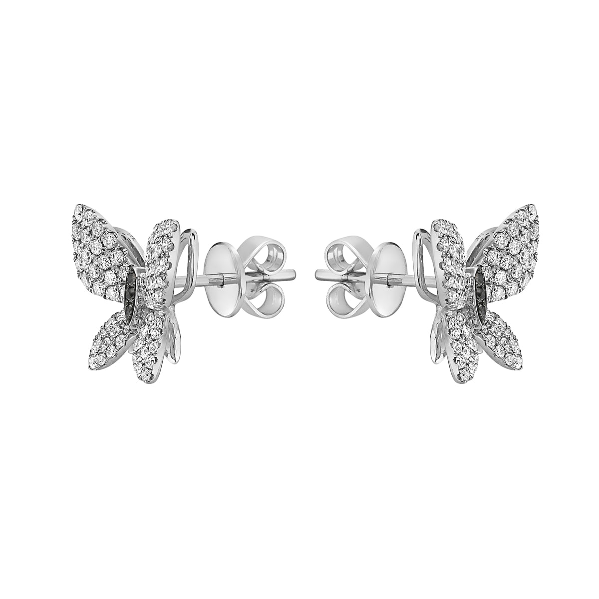 White Gold Butterfly Stud Earrings