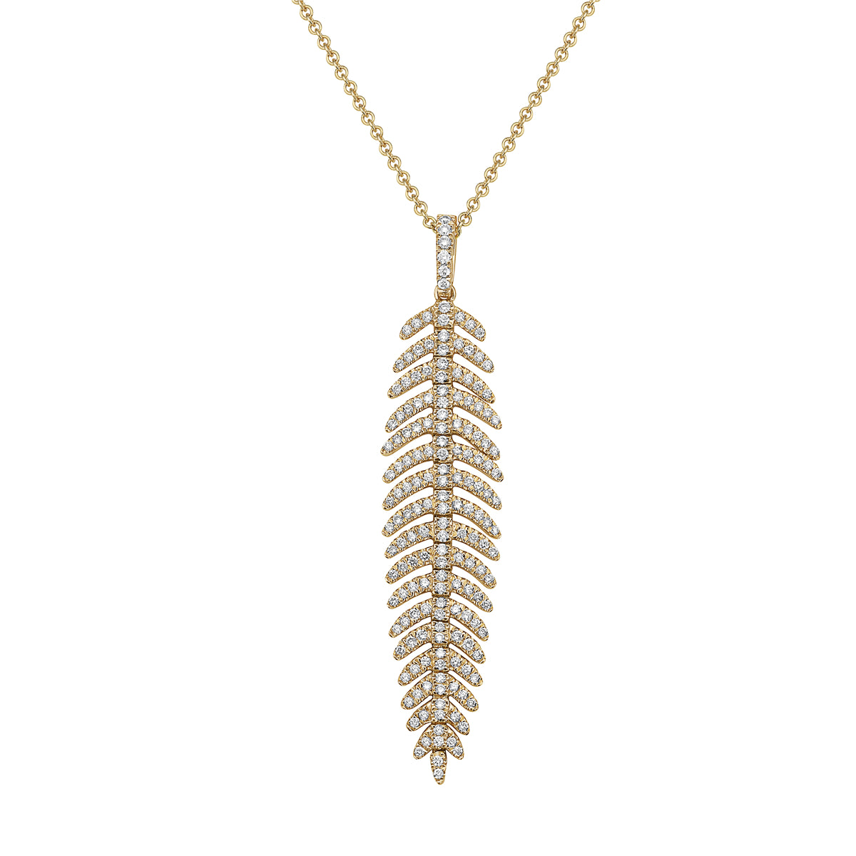 14K Yellow Gold Diamond Leaf Pendant