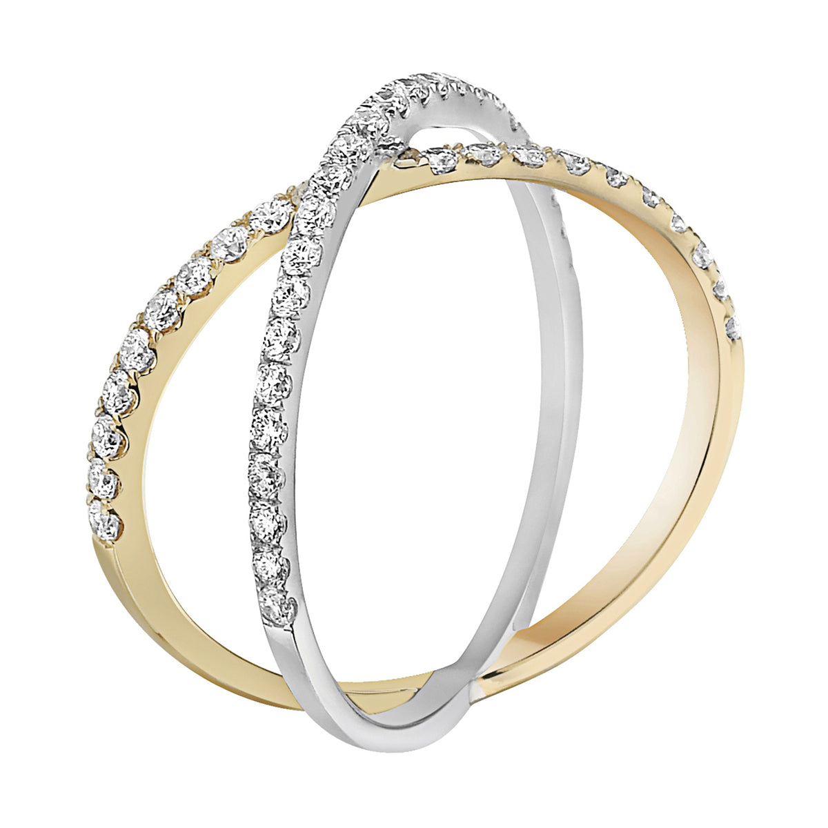 14K White and Yellow Gold X Ring - Large