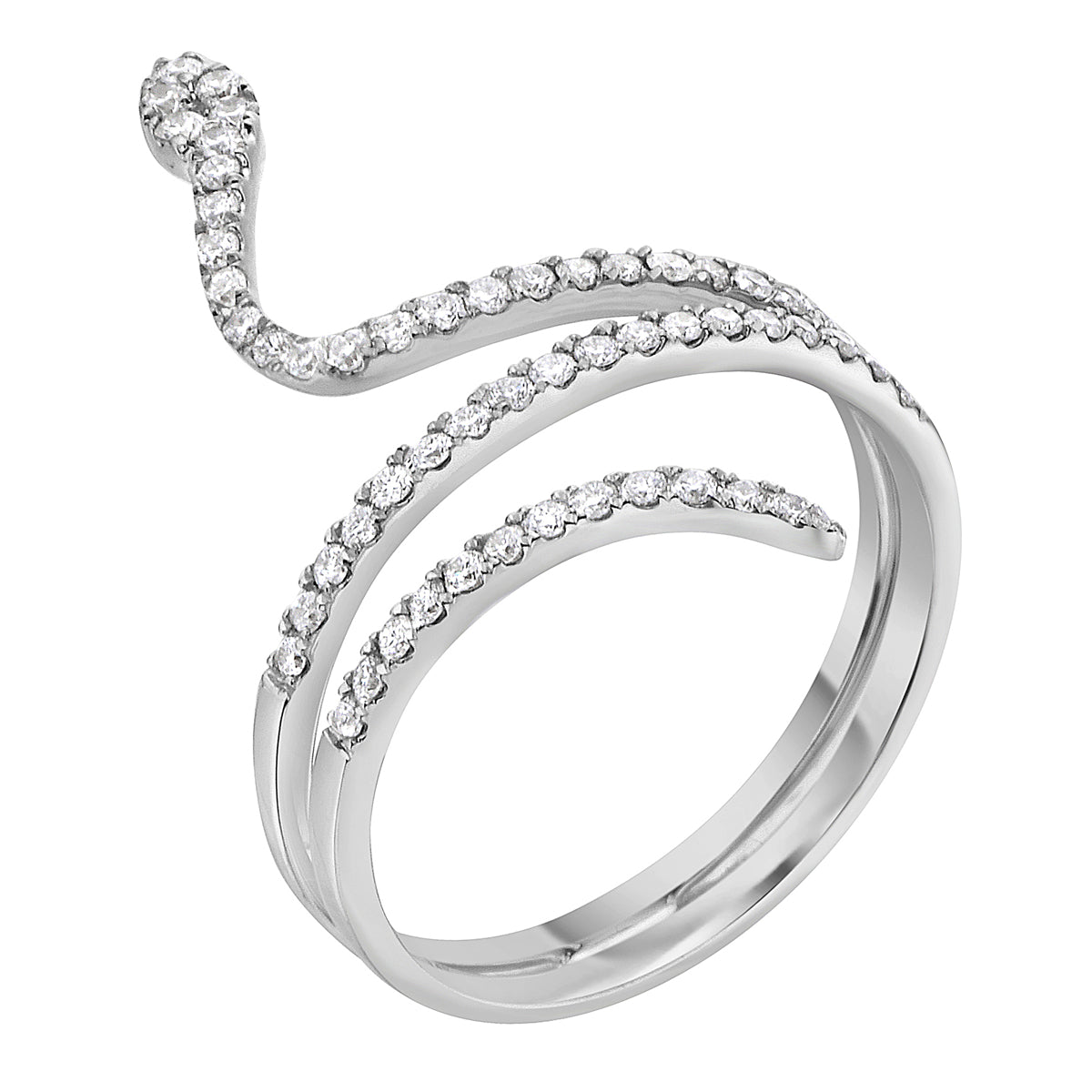 14K White Gold Snake Ring - Large