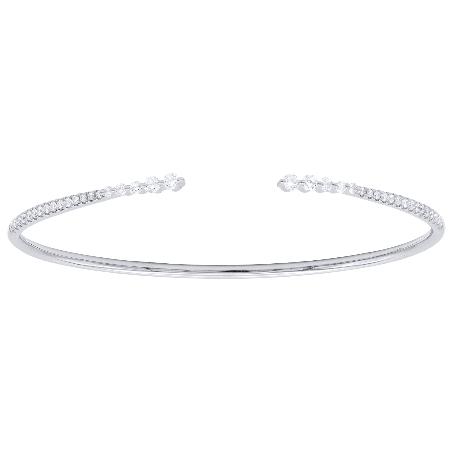 14K White Gold Diamond Claw Bangle