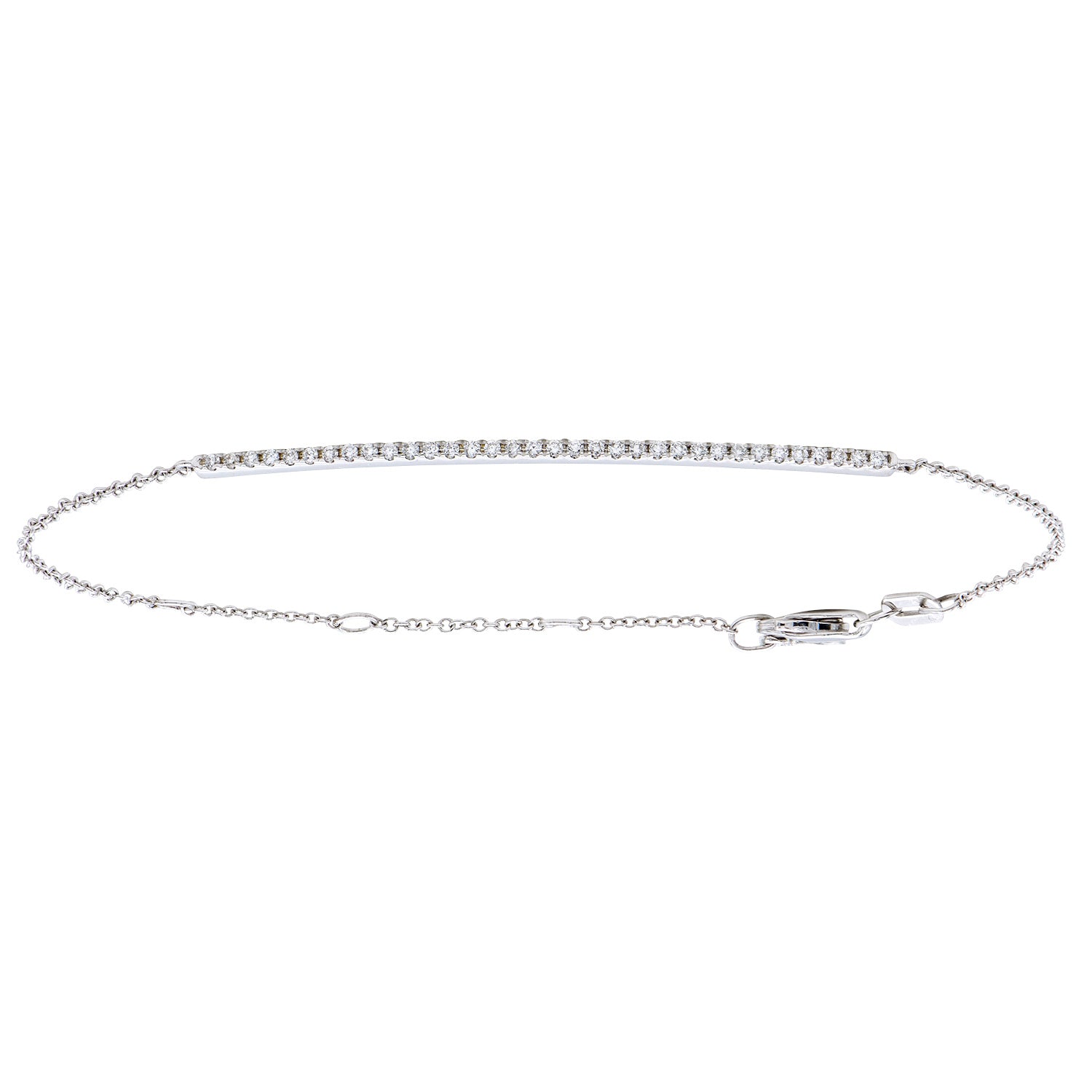 14K White Gold Diamond Bar Bracelet - Small