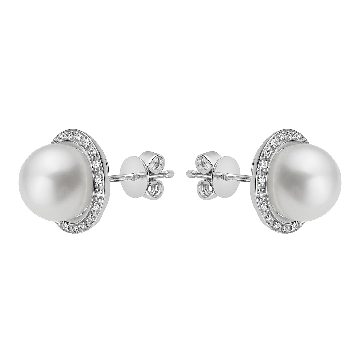 Freshwater Pearl Earring with Diamond Halo