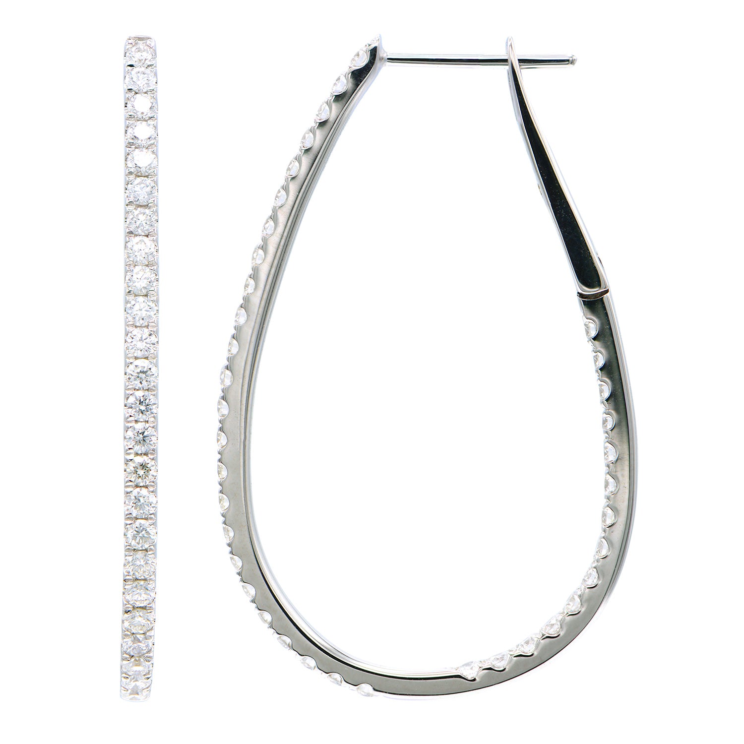 14K White Gold Inside and Out Hoop Earrings